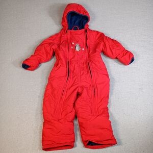 LL Bean Red Toddler 2T Red Winter Insulated Embroidered Unisex Hooded Bunting